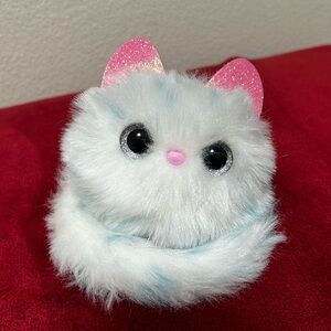 Pomsies plush White and blue Toy, cute kitty cat